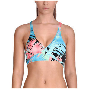 SUNDAZED Ariel Wrap Swimwear Bikini Top Tropical Print Multicolor Small Size